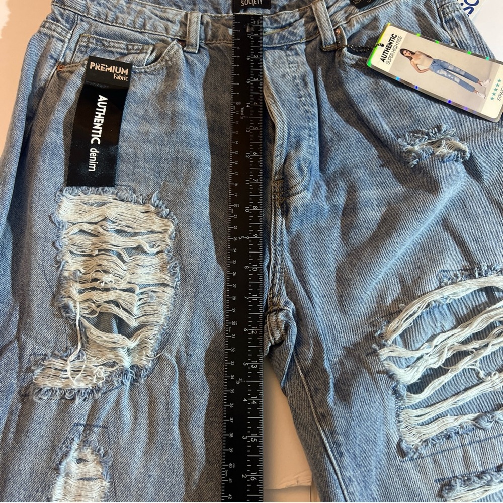 High Rise Blue Distressed Jeans - Picture 10 of 15